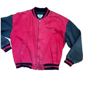 Vintage 90s Budweiser Varsity Bomber Jacket Red Black XL Oversized Streetwear